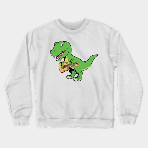 Comic TREX plays guitar Crewneck Sweatshirt by Modern Medieval Design